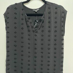 PaperMoon black textured polka dot blouse